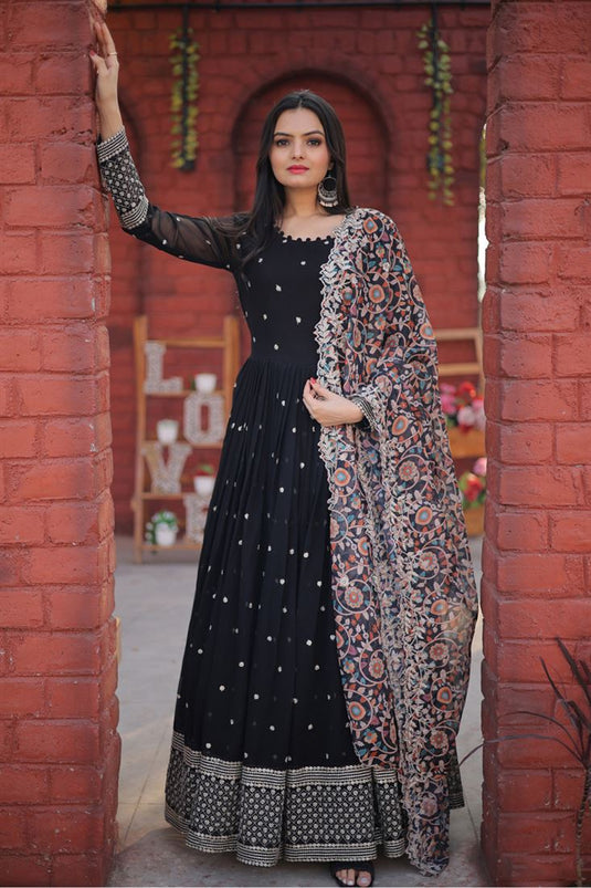 Energetic Black Color Partywear Anarkali gown | Indian wedding wear, Gowns,  Indowestern gowns